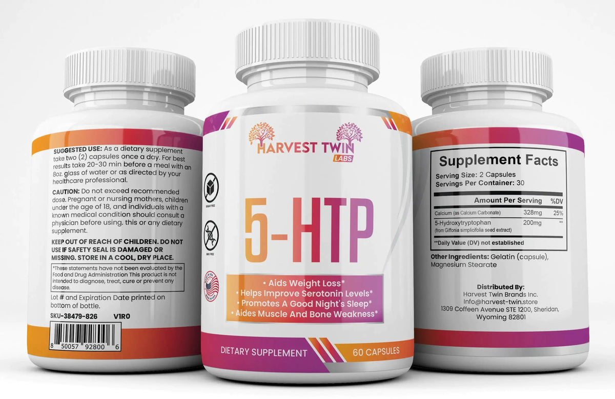 5-HTP mood enhancer supplement for serotonin support bottle