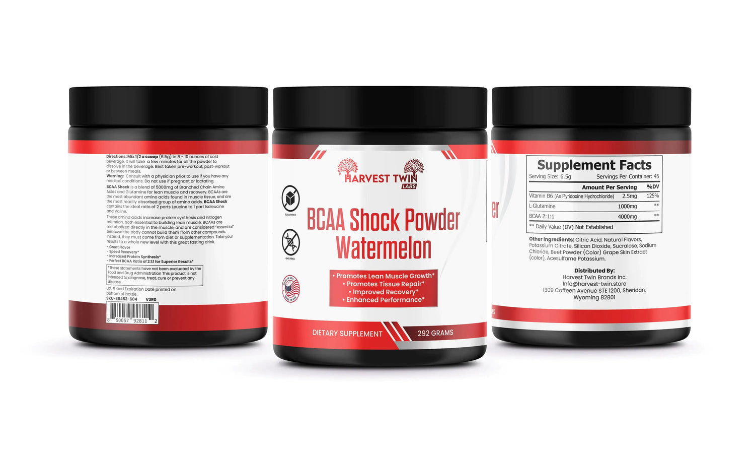 BCAA Shock Powder (Watermelon) image 1, premium bcaa shock powder watermelon from Jen Gear Pro